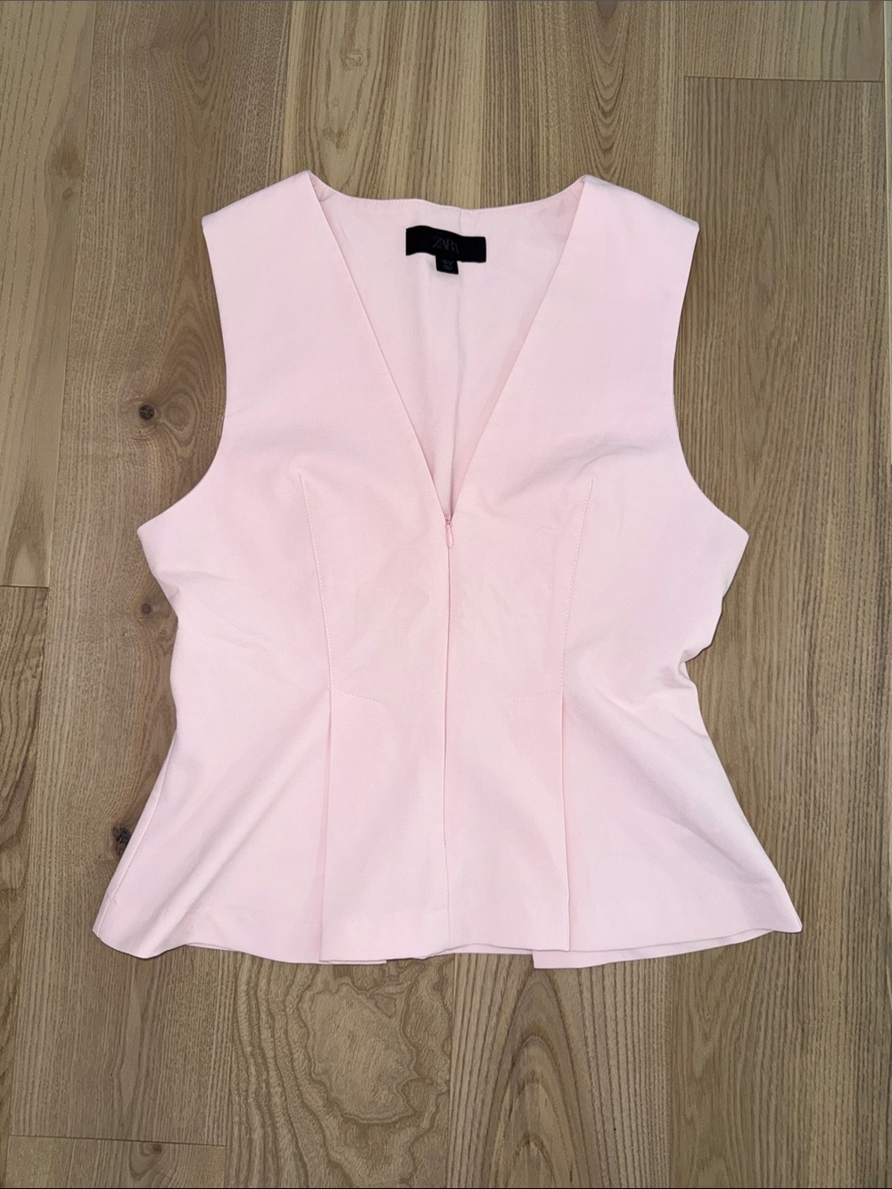 Zara Light Pink V-Neck Peplum Camisole